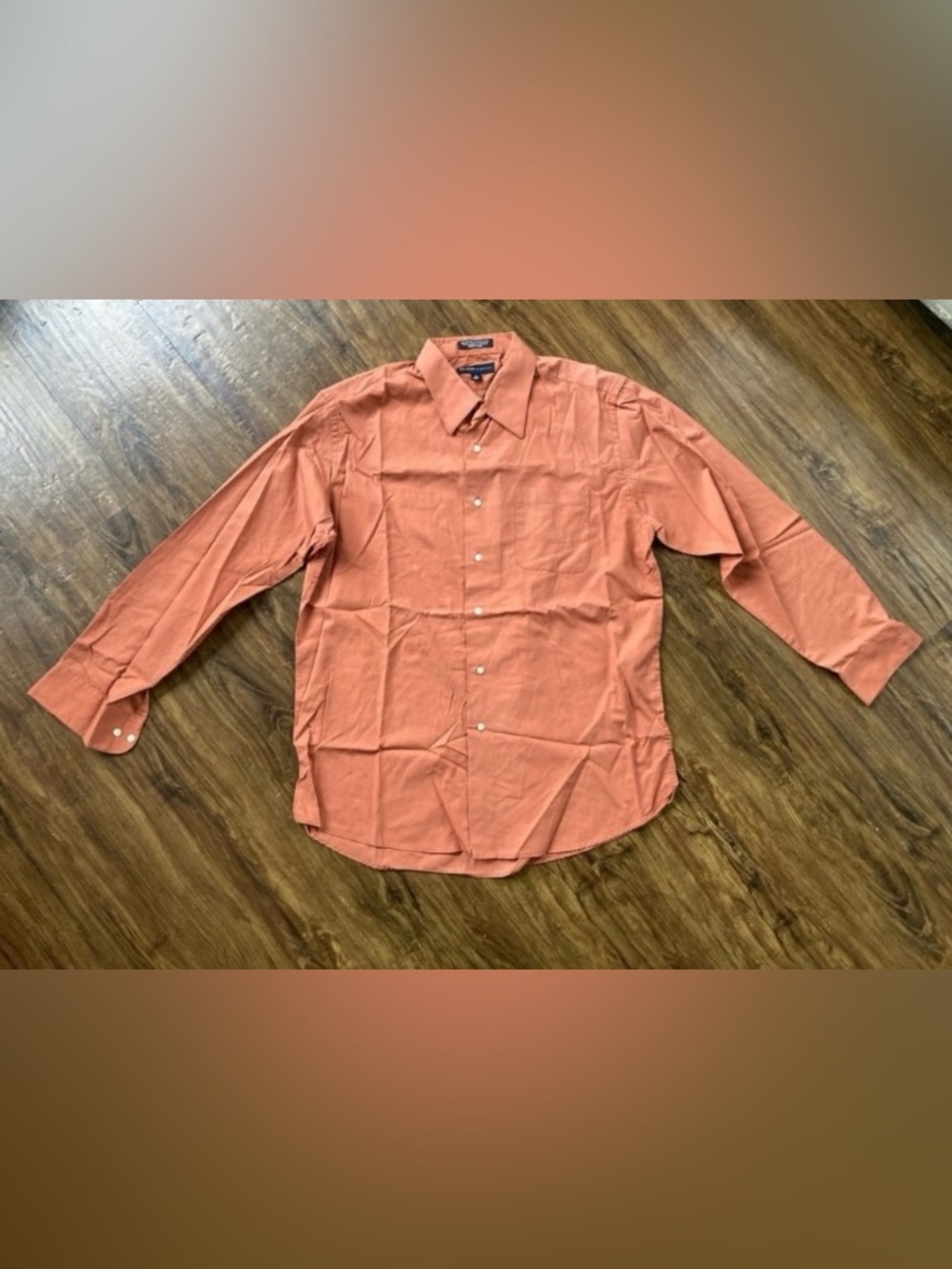 Classic Men's Long-Sleeve Button-Down Shirt in Rust Orange Size Large